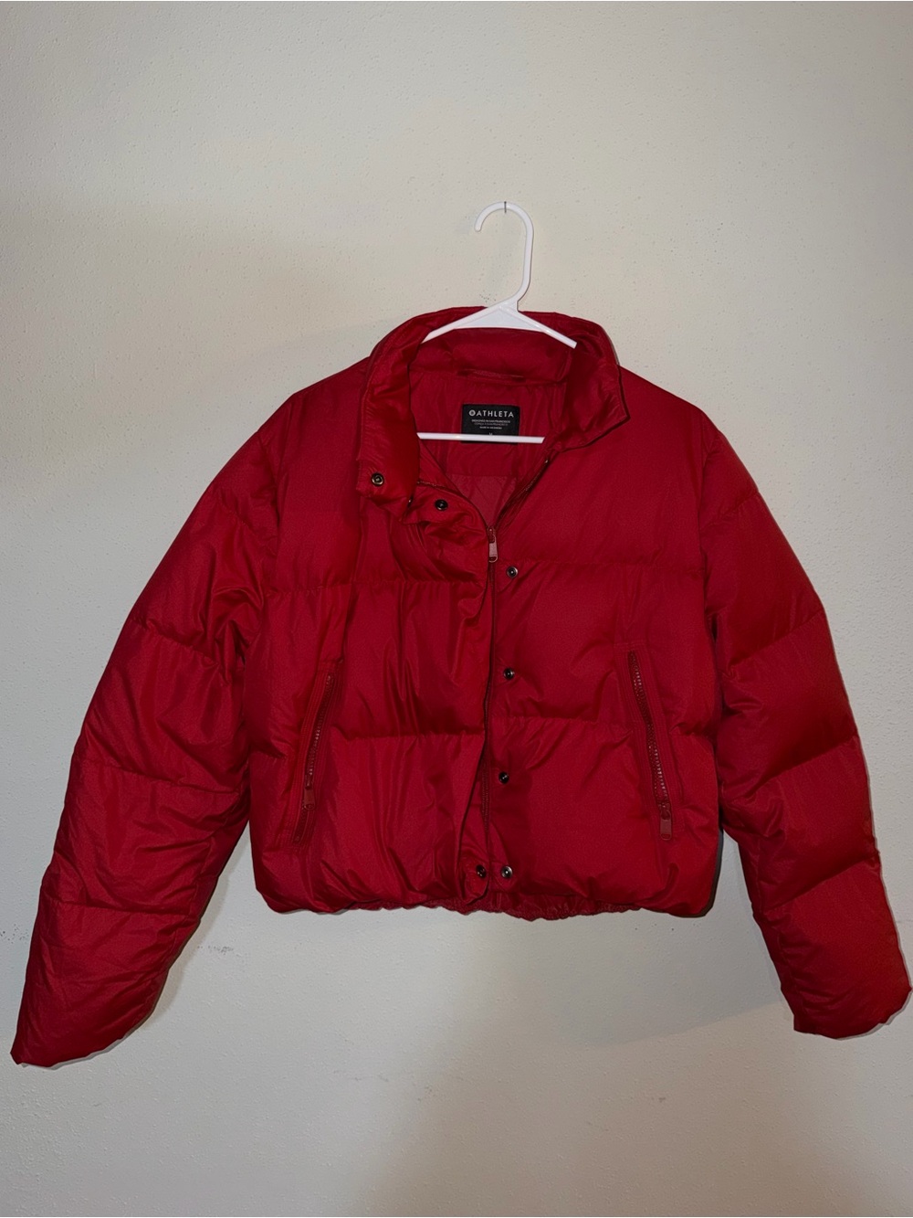 Athleta Red Cropped Puffer Jacket